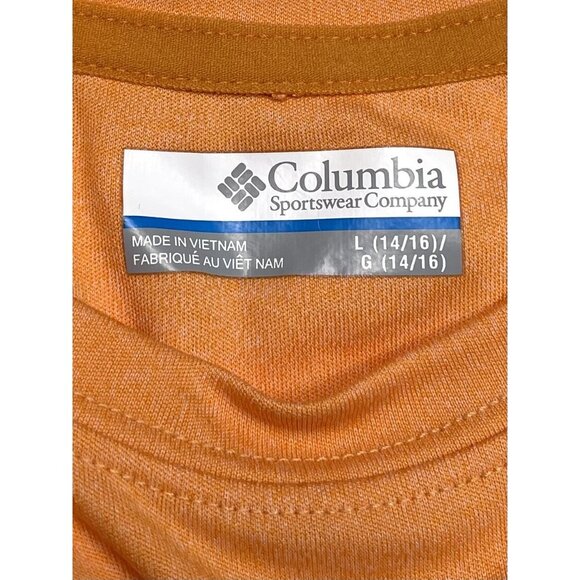 COLUMBIA Kids Youth LARGE (14/16) Orange Long Sleeve Logo SWIM SHIRT Rash Guard - Picture 8 of 9